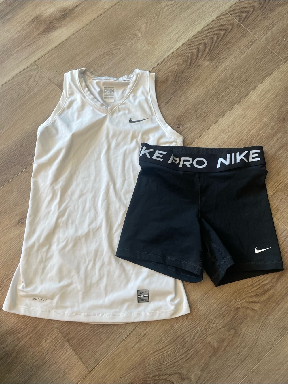 Nike White Tank Top with Black Pro Shorts